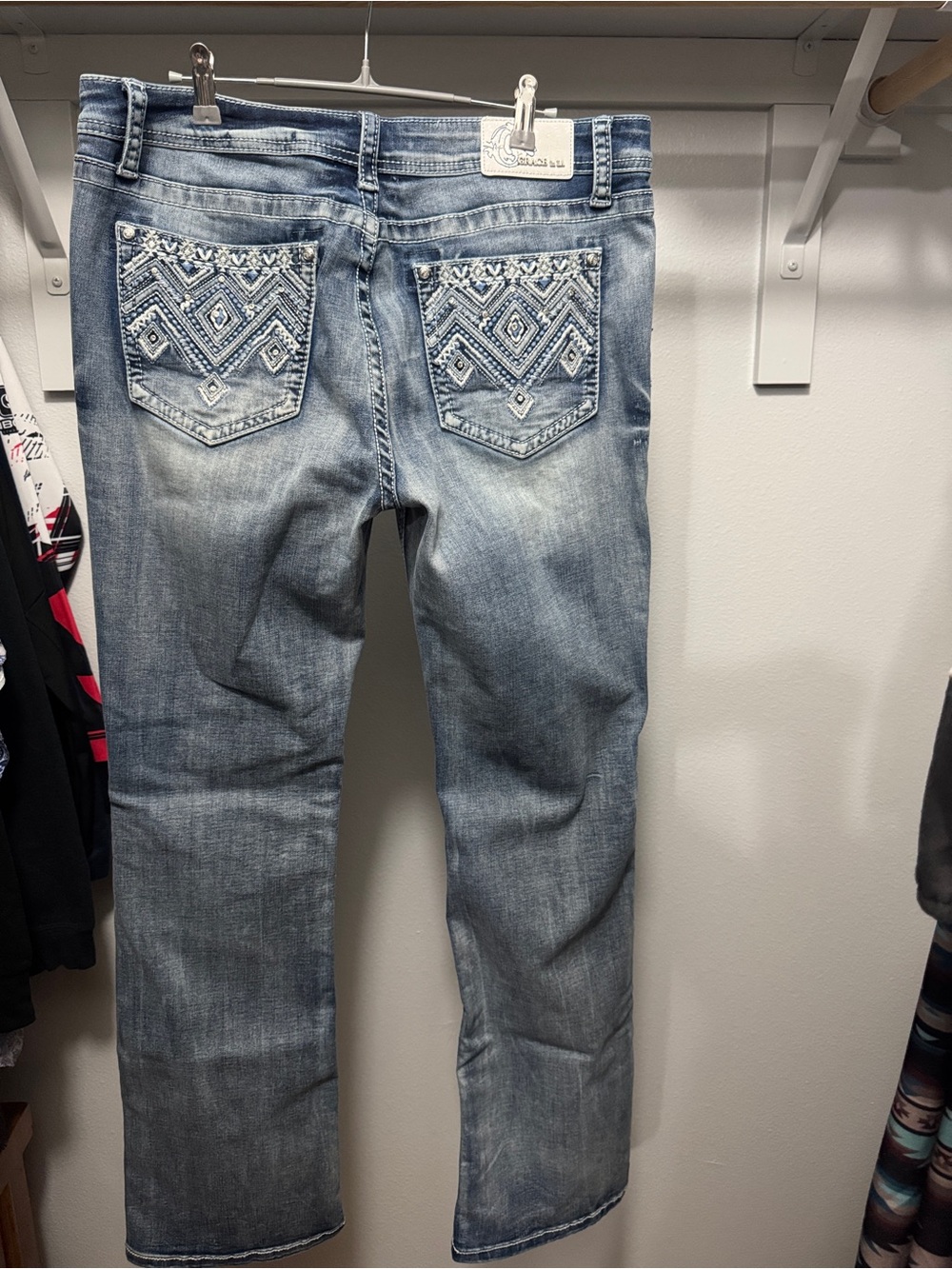 Grace in LA Light Blue Embroidered Boot Cut Jeans 32x34 - Picture 3 of 6